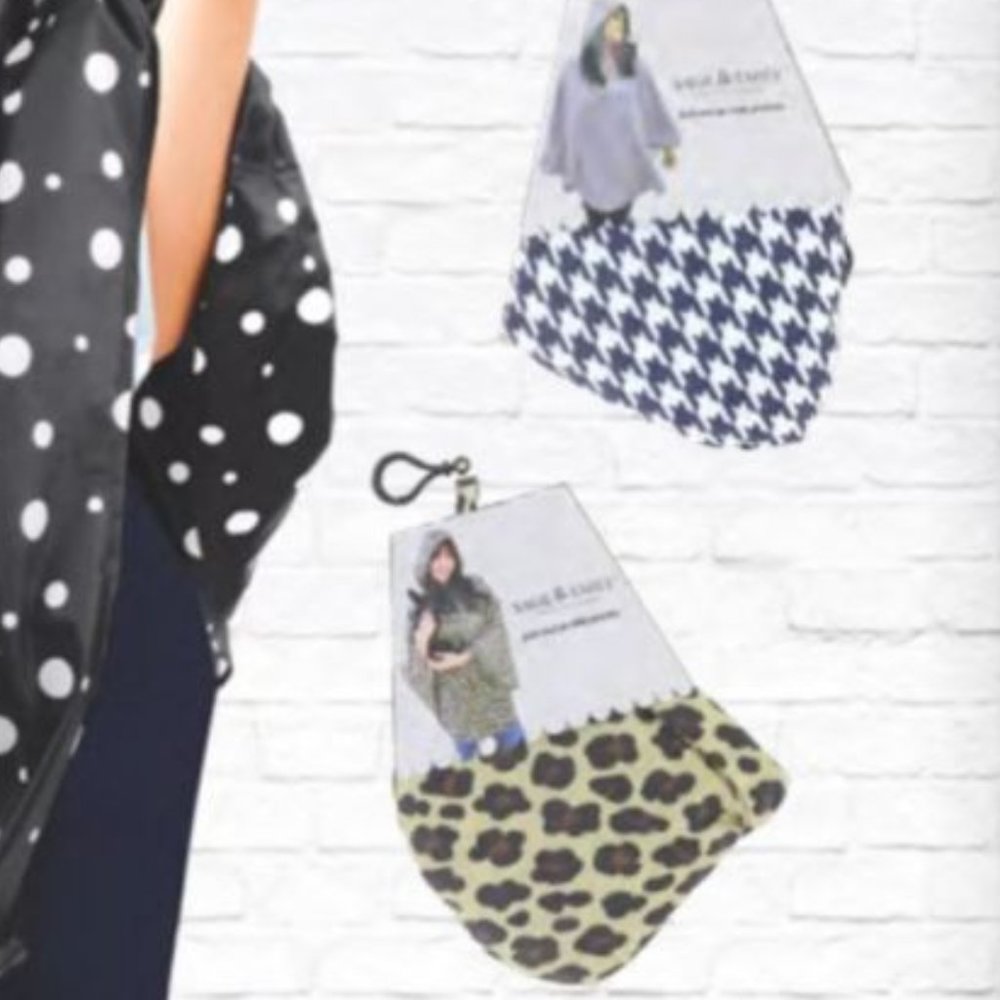 Sage & Emily Fold N Go Leopard Rain Poncho In "Wild Child" New In Package